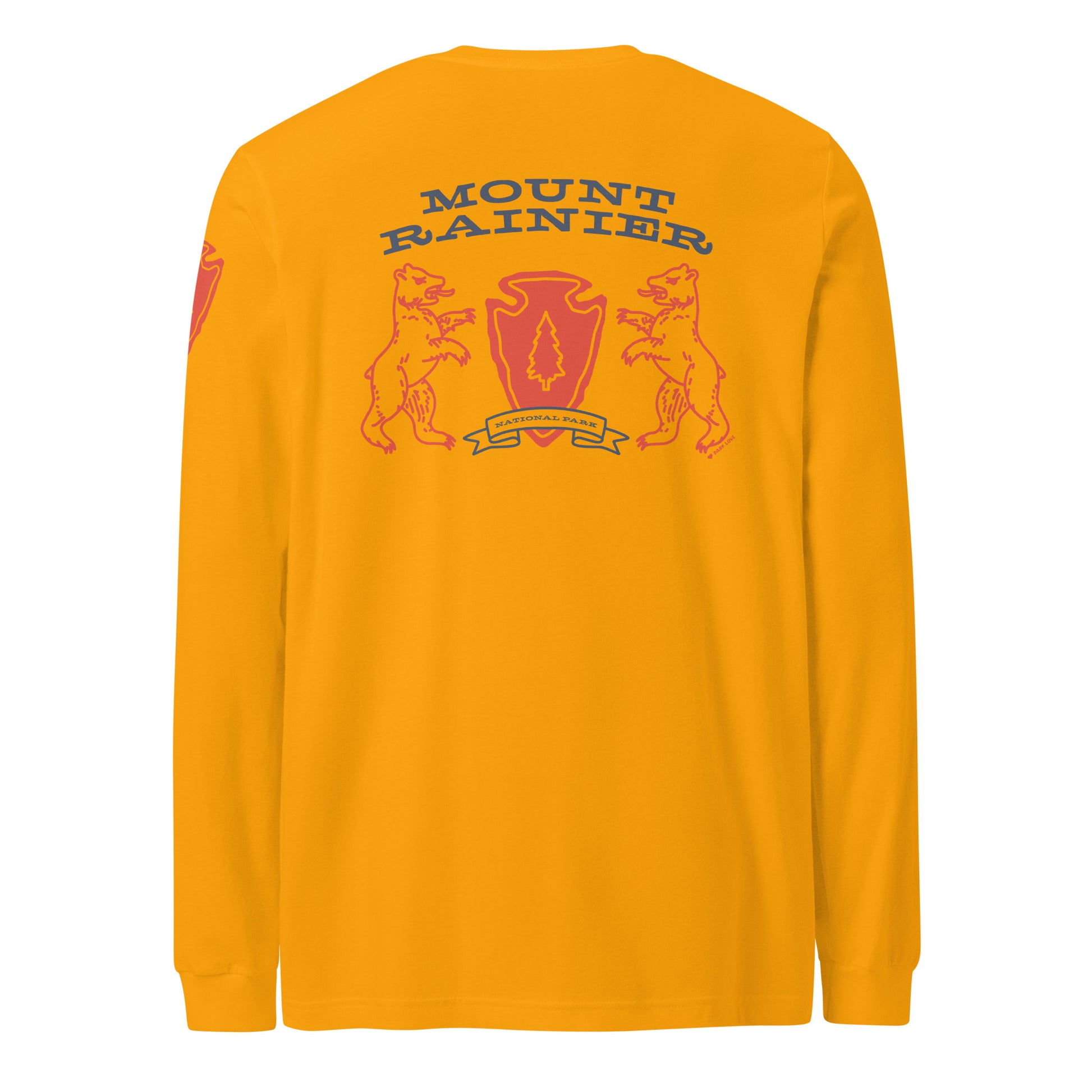Mount Rainier National Park Heraldry Long Sleeve Shirt Gold Back