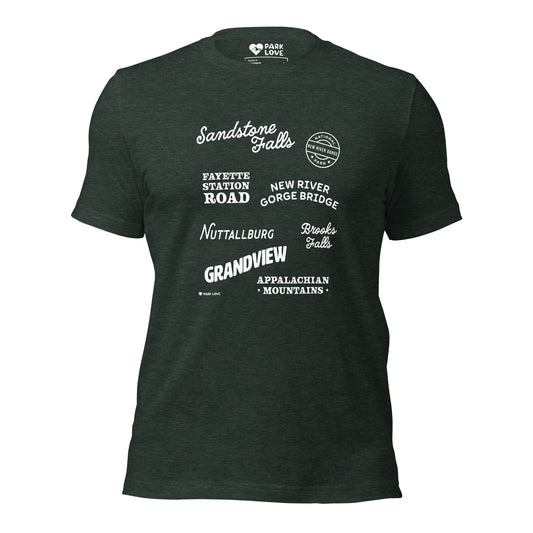 New River Gorge National Park Destinations Tee Shirt Green
