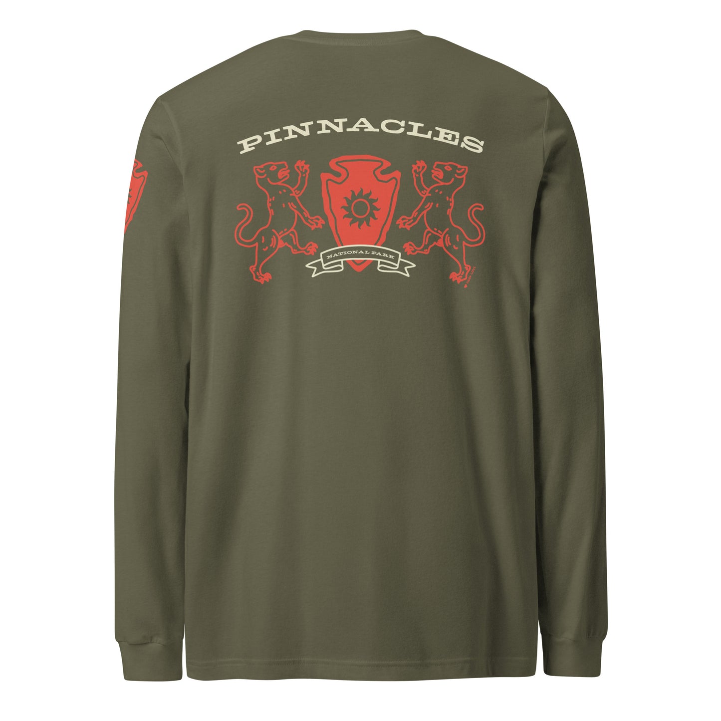 Pinnacles National Park Heraldry Long Sleeve Shirt Green Back
