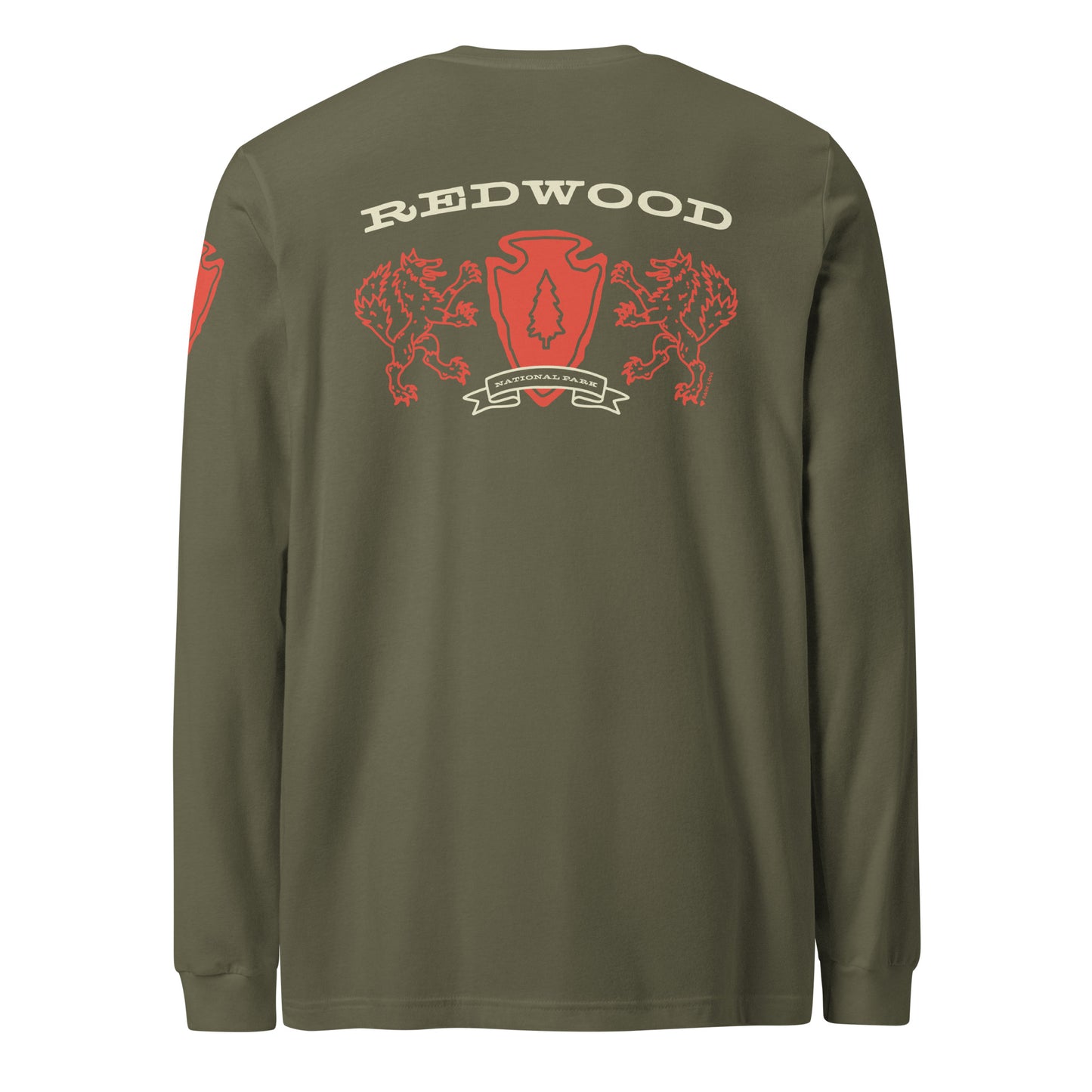 Redwood National Park Heraldry Long Sleeve Shirt Green Back