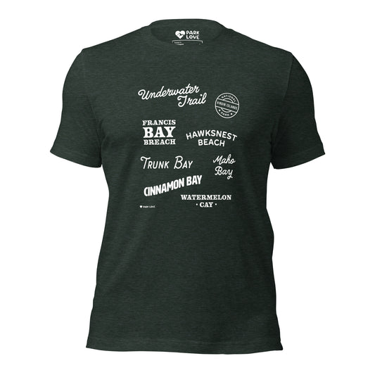 Virgin Islands National Park Destinations Tee Shirt Green
