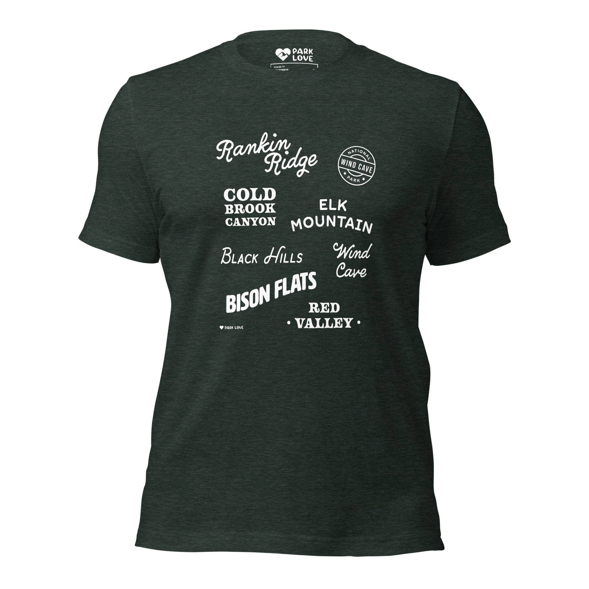 Wind Cave National Park Destinations Tee Shirt Green