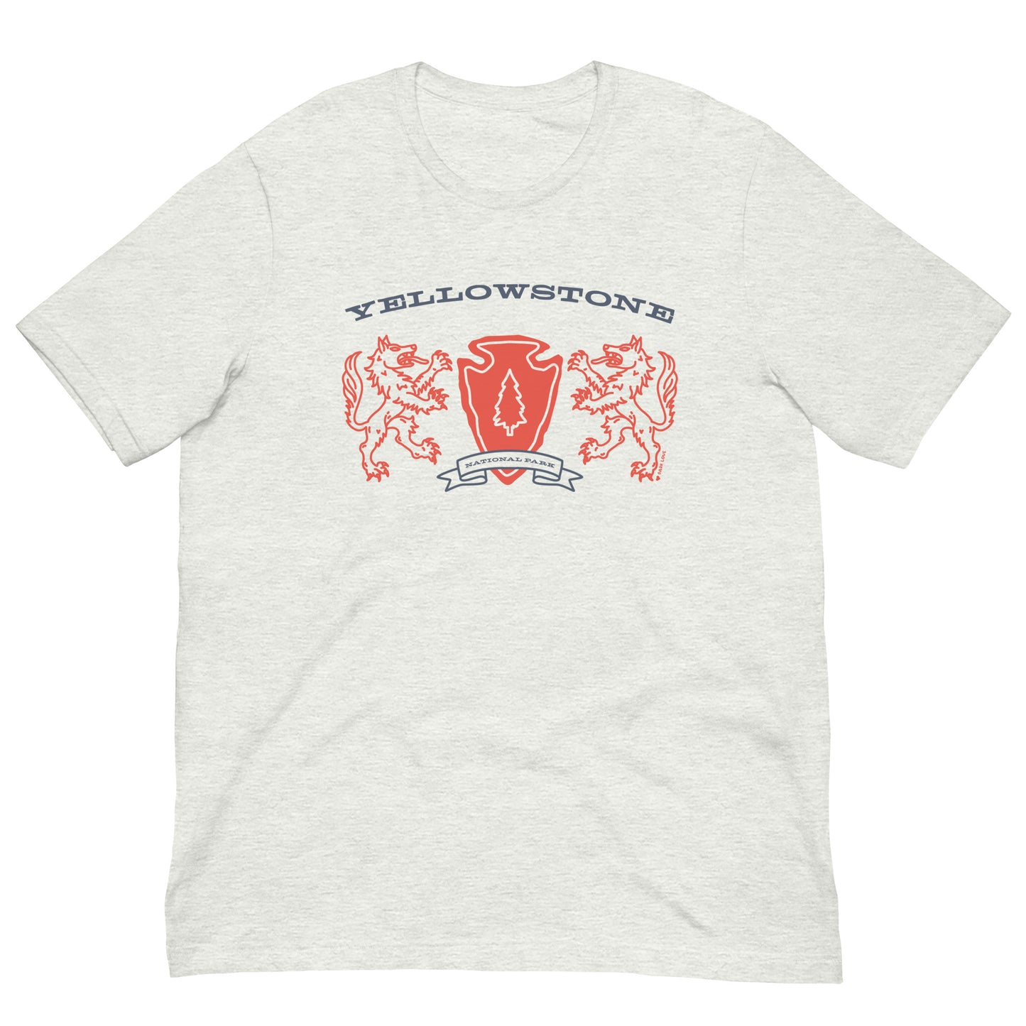 Yellowstone National Park Heraldry Arrowhead Tee Shirt Gray