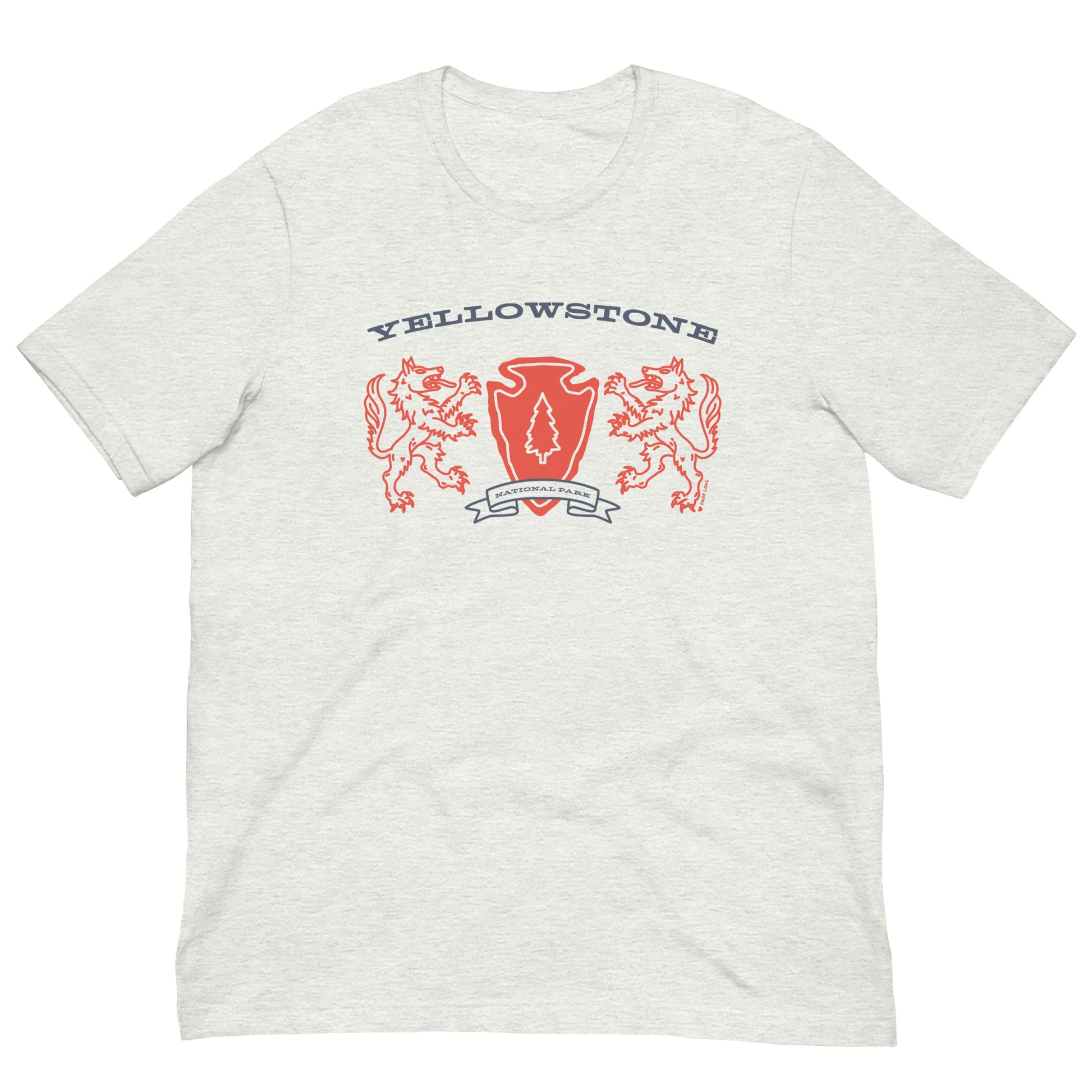 Yellowstone National Park Heraldry Arrowhead Tee Shirt Gray