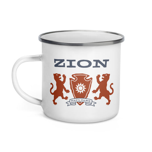 Zion National Park Heraldry Enamel Camp Mug Front