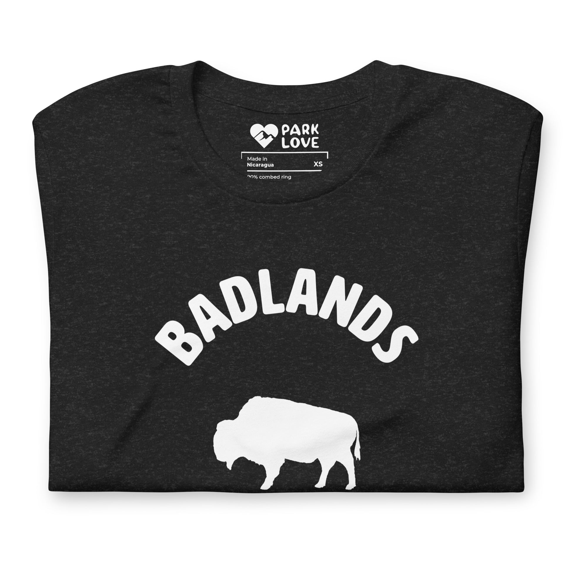 Badlands National Park Mascot Tee Shirt Black Folded