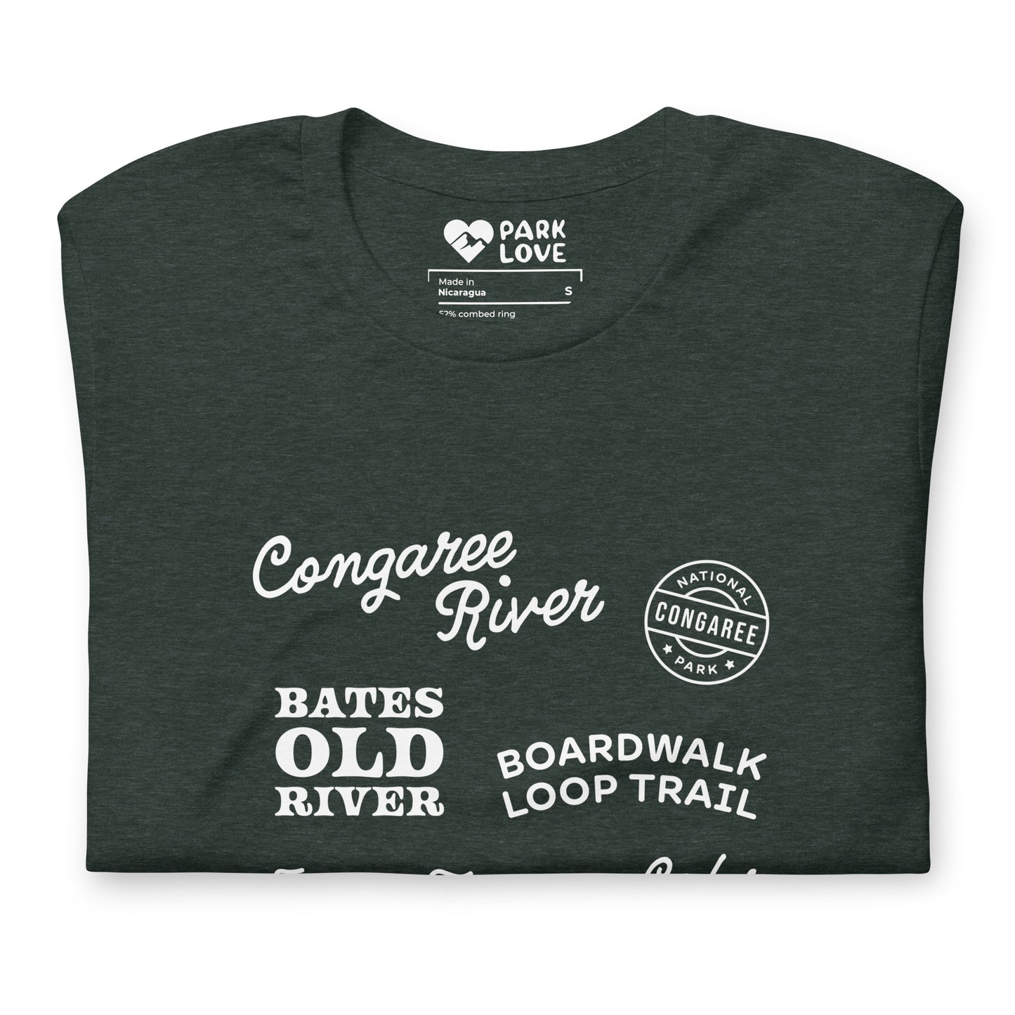 Congaree National Park Destinations Tee Shirt Green Folded