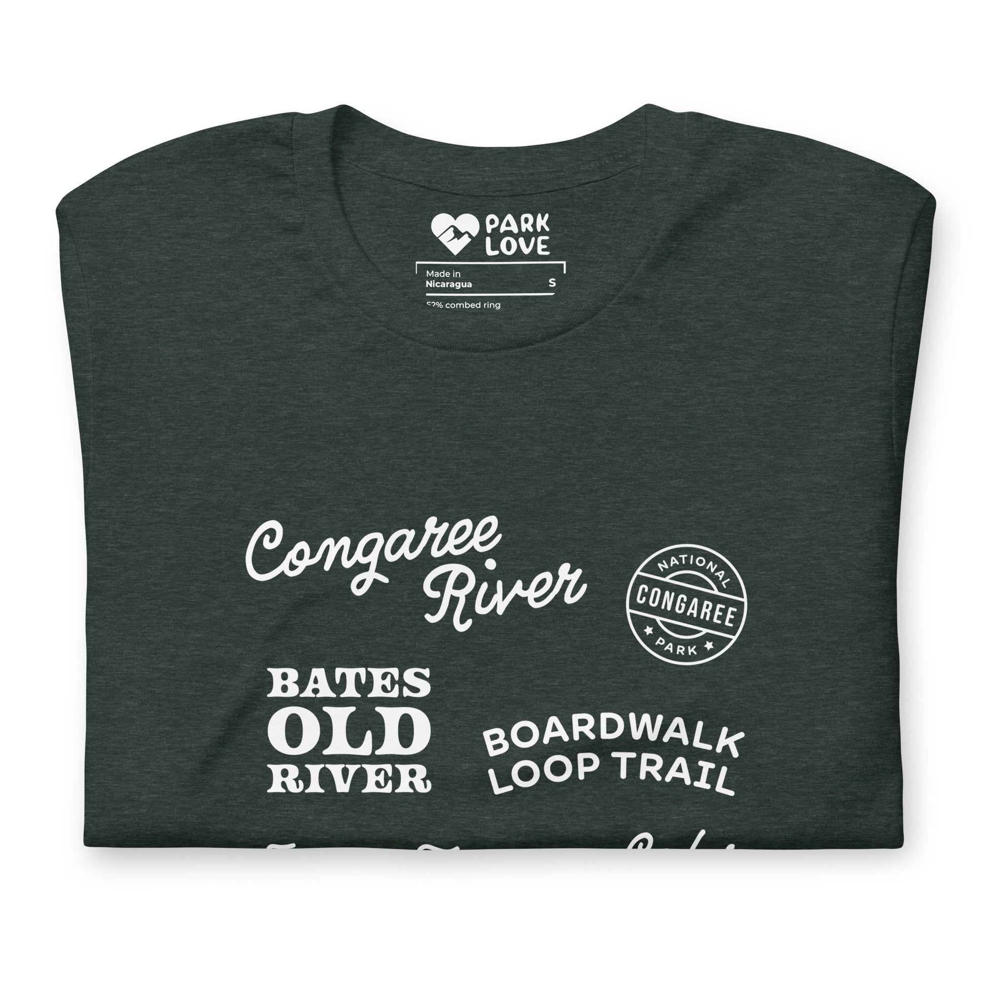 Congaree National Park Destinations Tee Shirt Green Folded