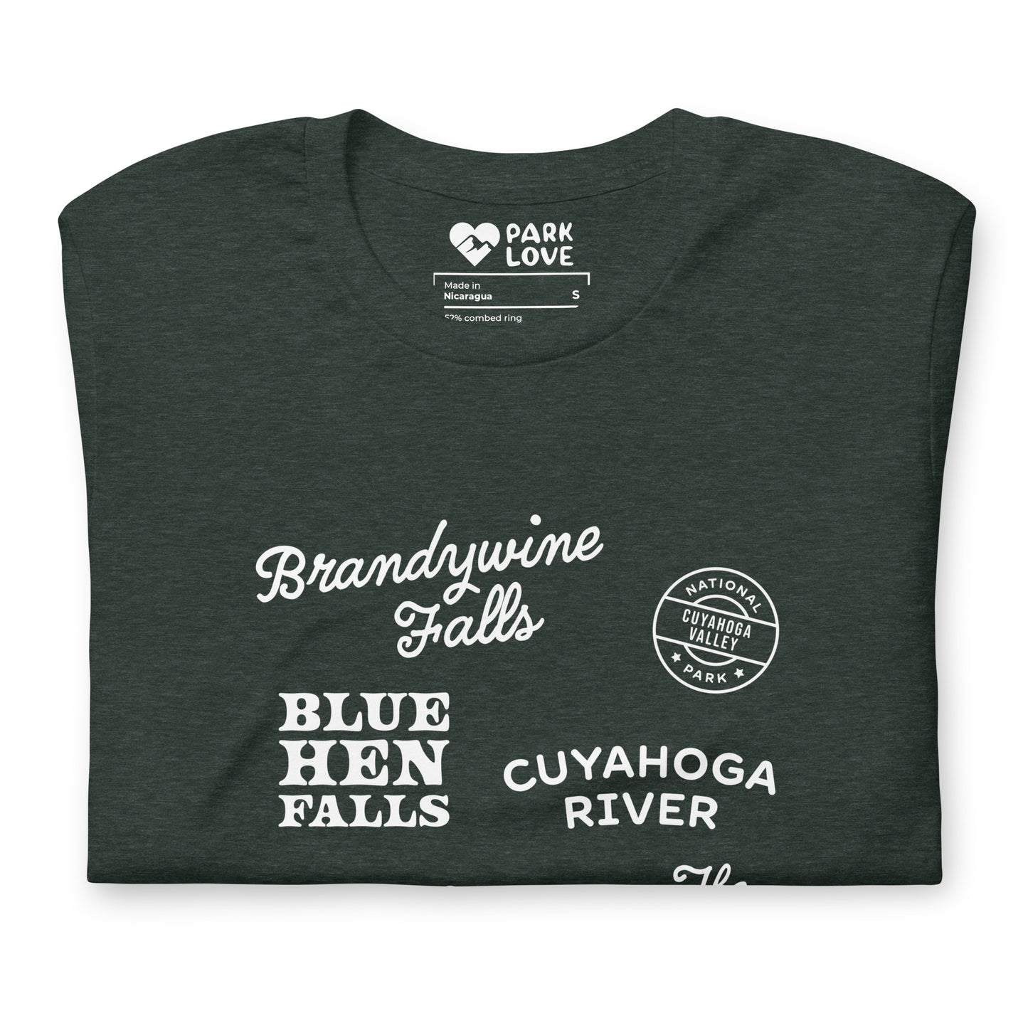 Cuyahoga Valley National Park Destinations Tee Shirt Green Folded