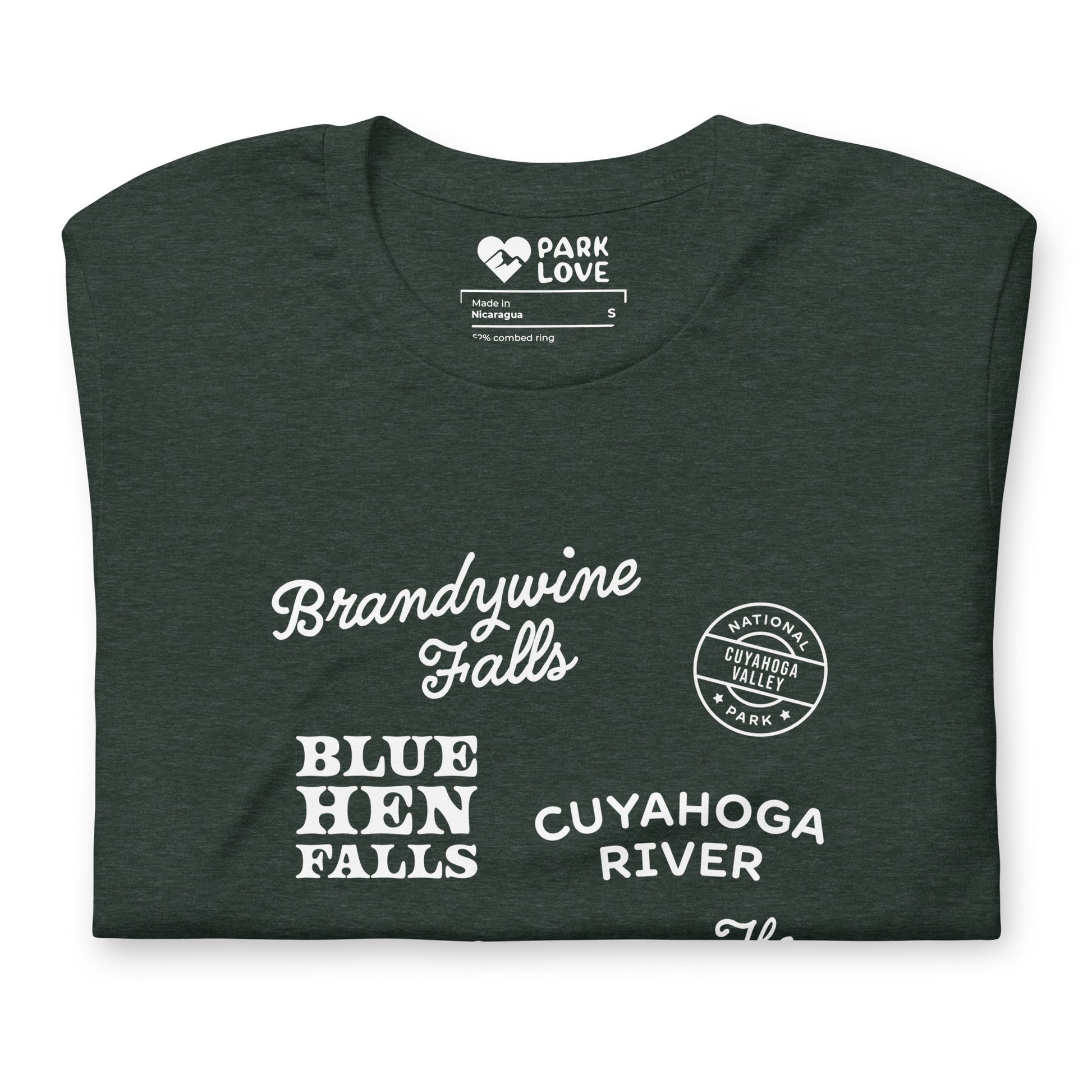 Cuyahoga Valley National Park Destinations Tee Shirt Green Folded