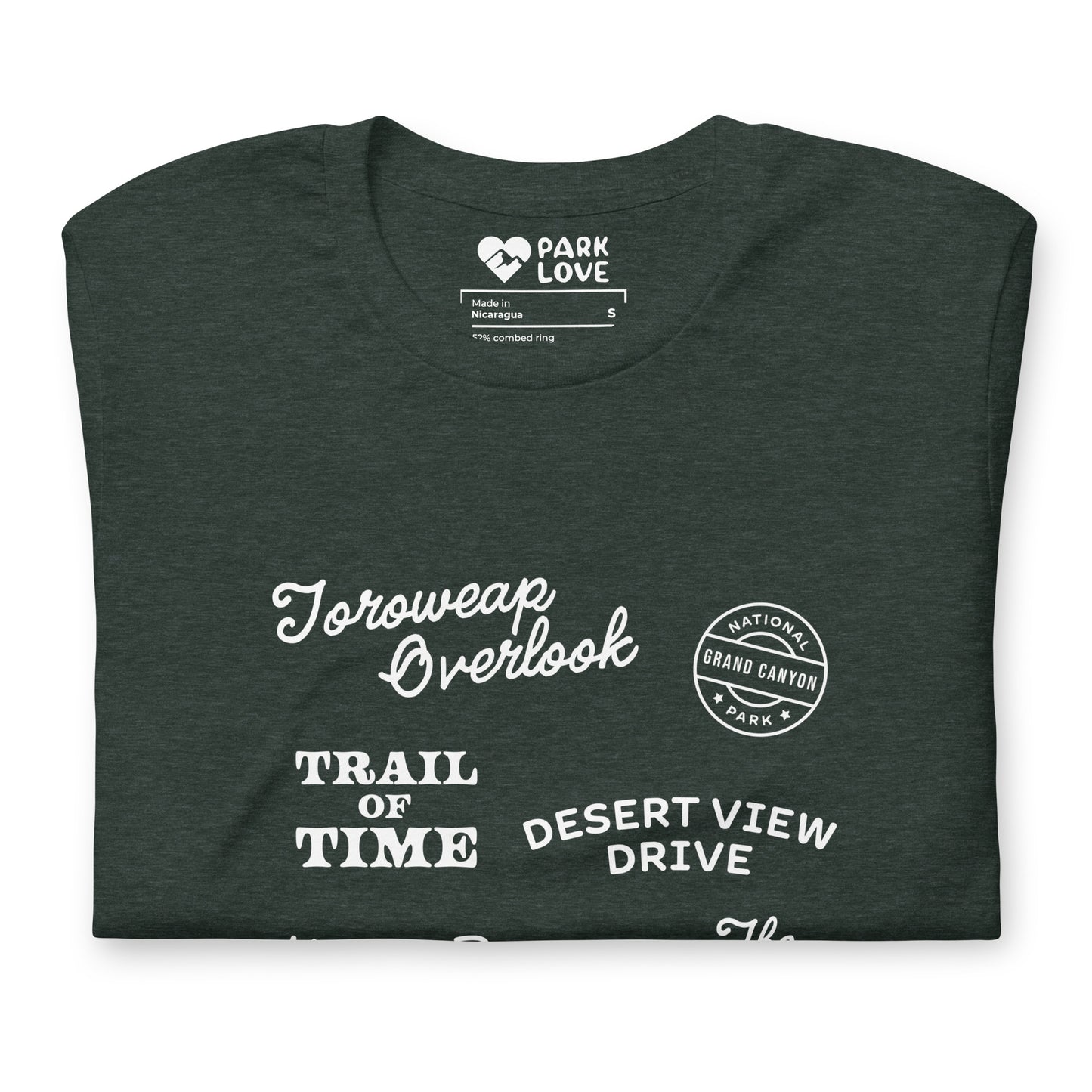 Grand Canyon National Park Destinations Tee Shirt Green Folded