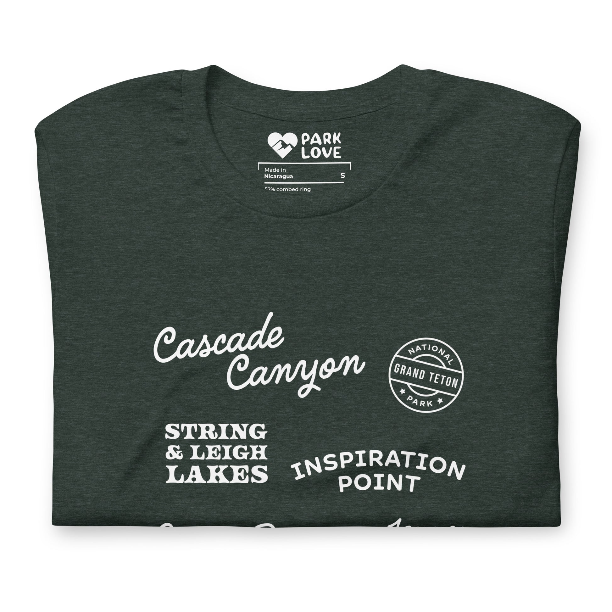 Grand Teton National Park Destinations Tee Shirt Green Folded