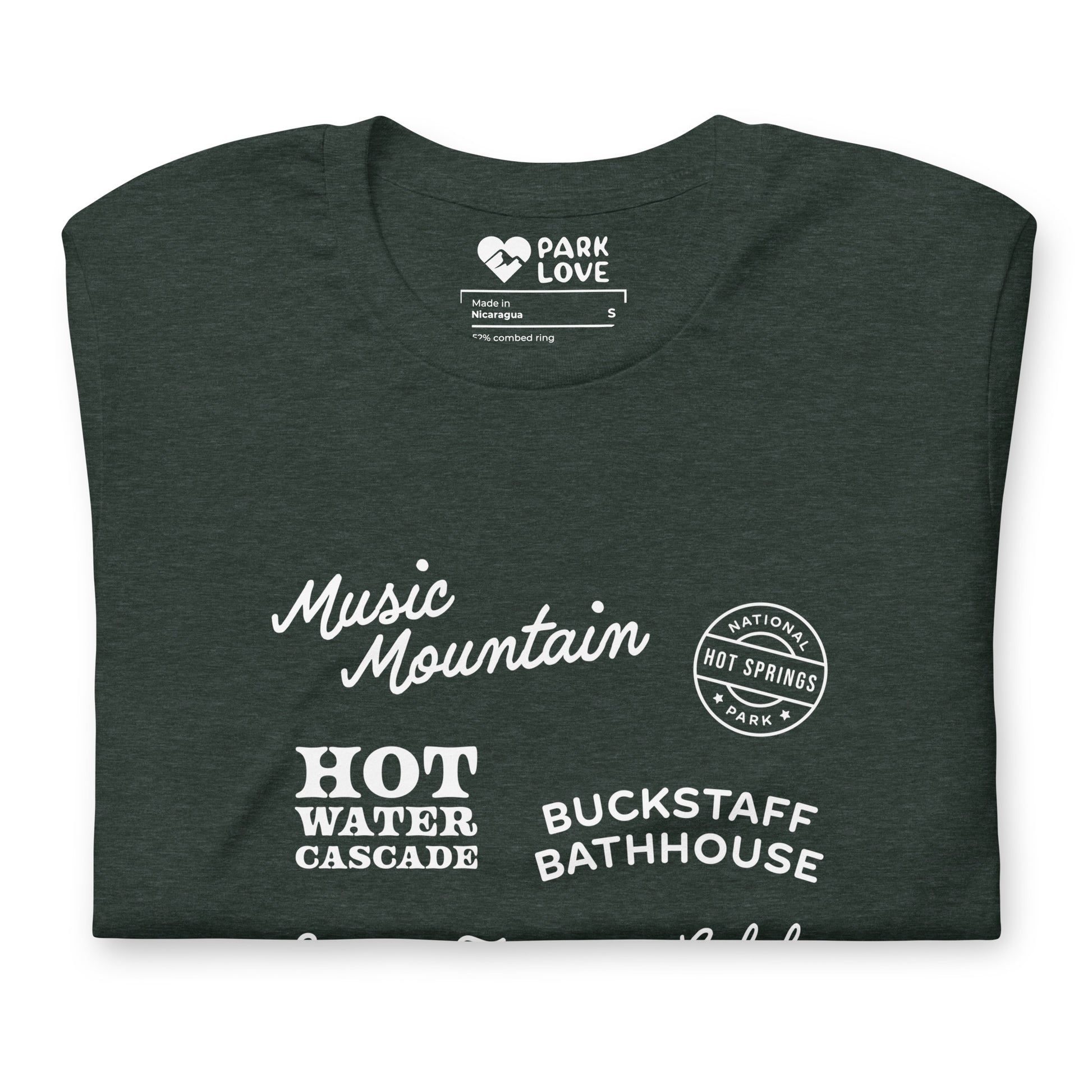 Hot Springs National Park Destinations Tee Shirt Green Folded