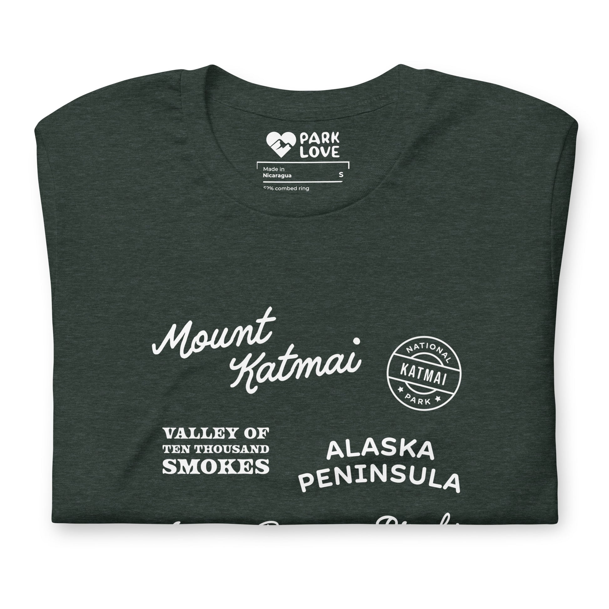 Katmai National Park Destinations Tee Shirt Green Folded