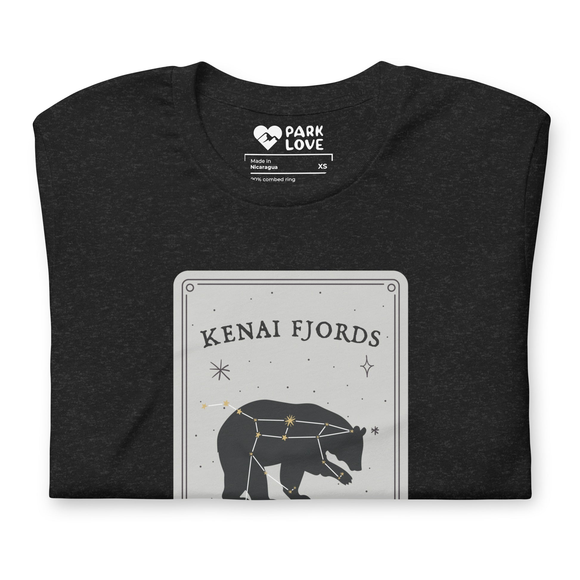 Kenai Fjords National Park Constellation Tee Shirt Black Folded