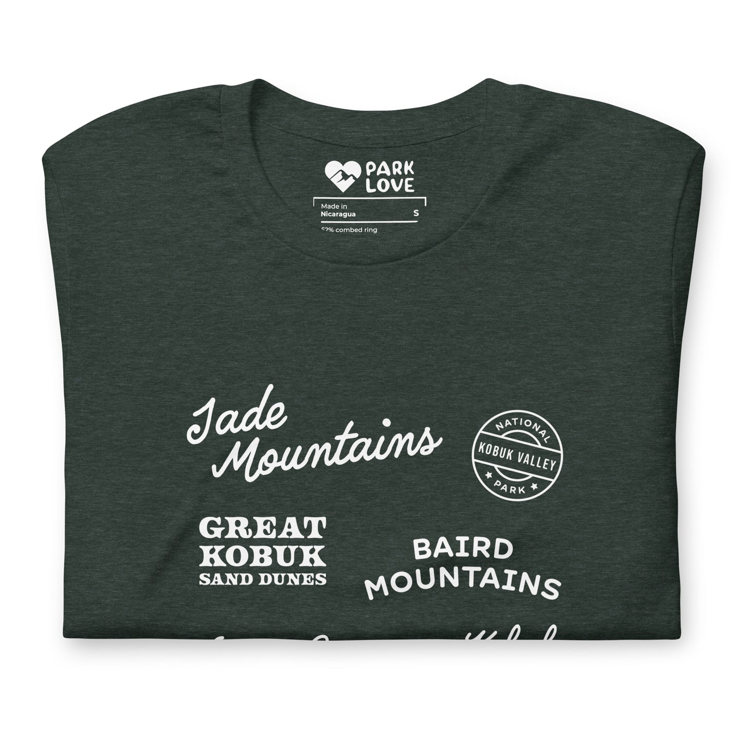 Kobuk Valley National Park Destinations Tee Shirt Green Folded