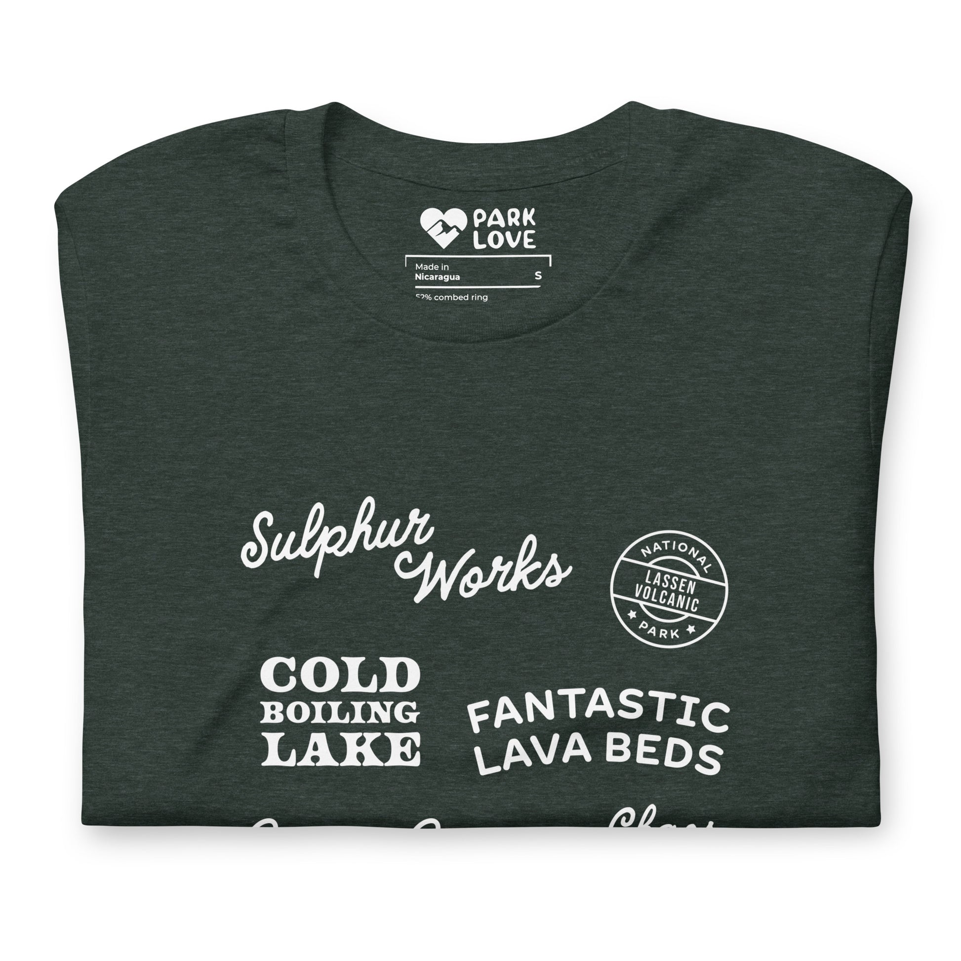 Lassen Volcanic National Park Destinations Tee Shirt Green Folded