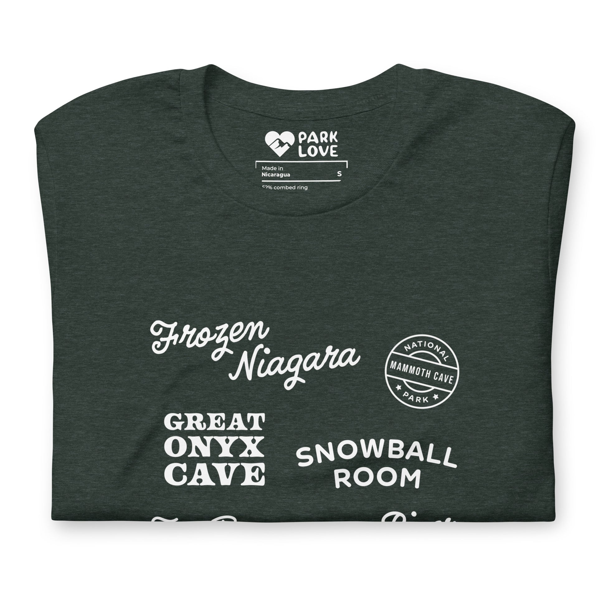 Mammoth Cave National Park Destinations Tee Shirt Green Folded