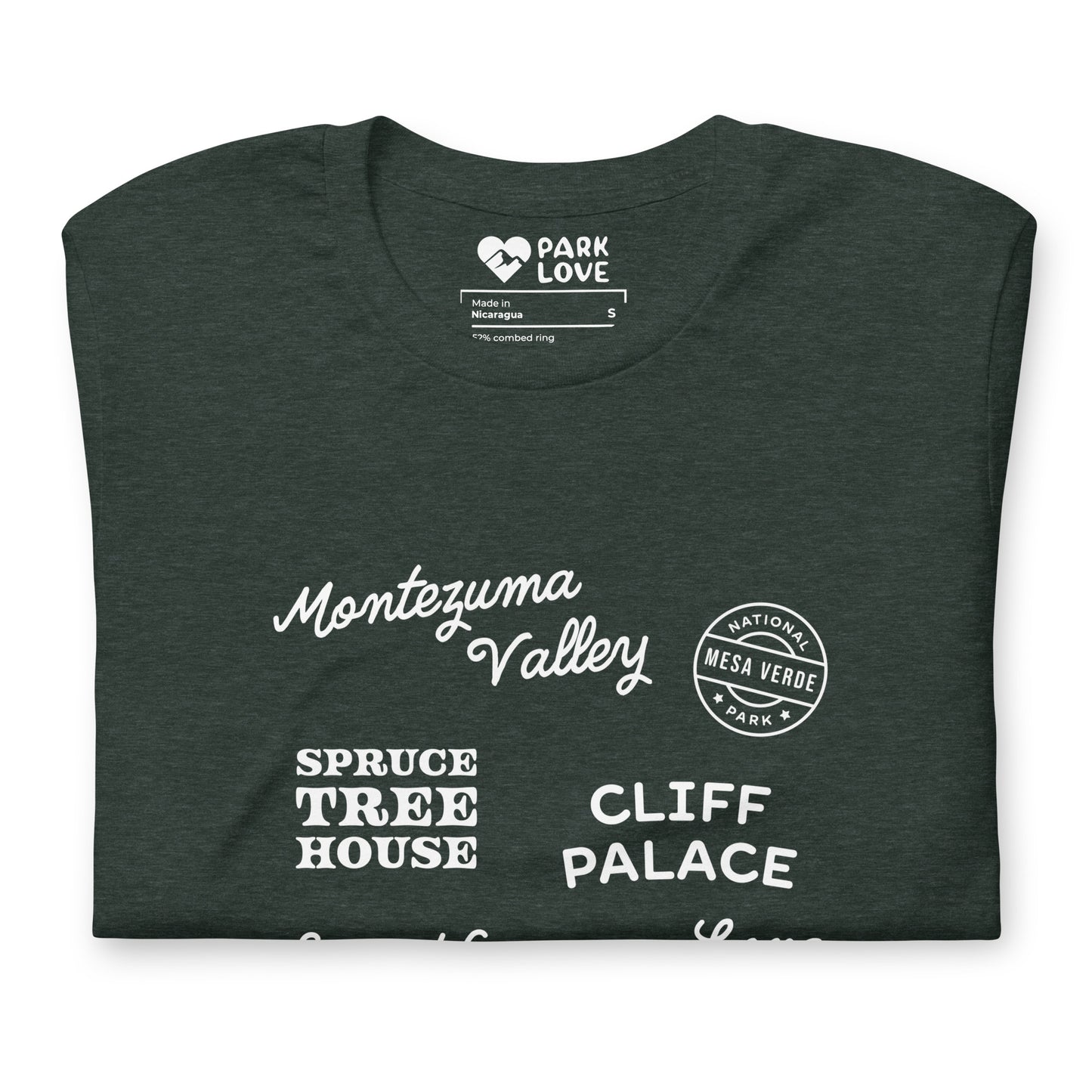 Mesa Verde National Park Destinations Tee Shirt Green Folded