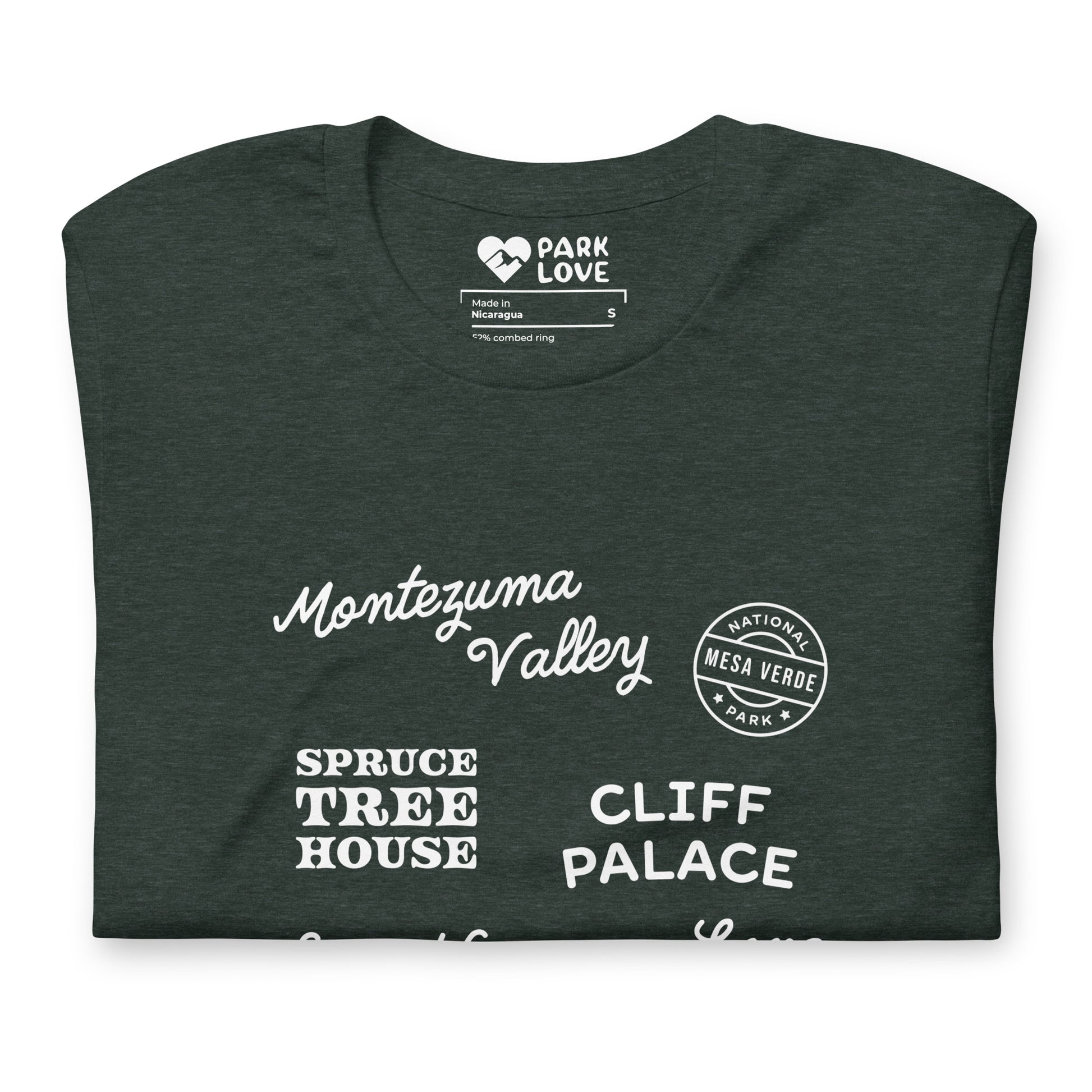 Mesa Verde National Park Destinations Tee Shirt Green Folded