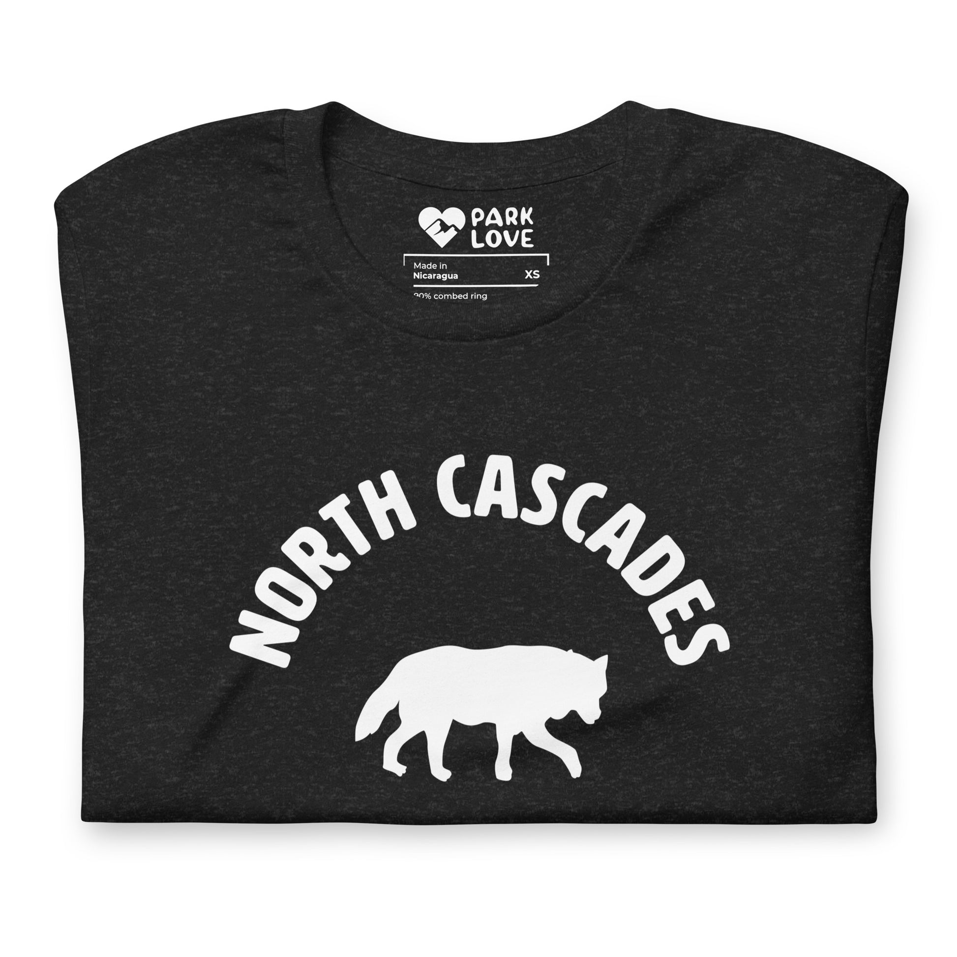 North Cascades National Park Mascot Tee Shirt Black Folded