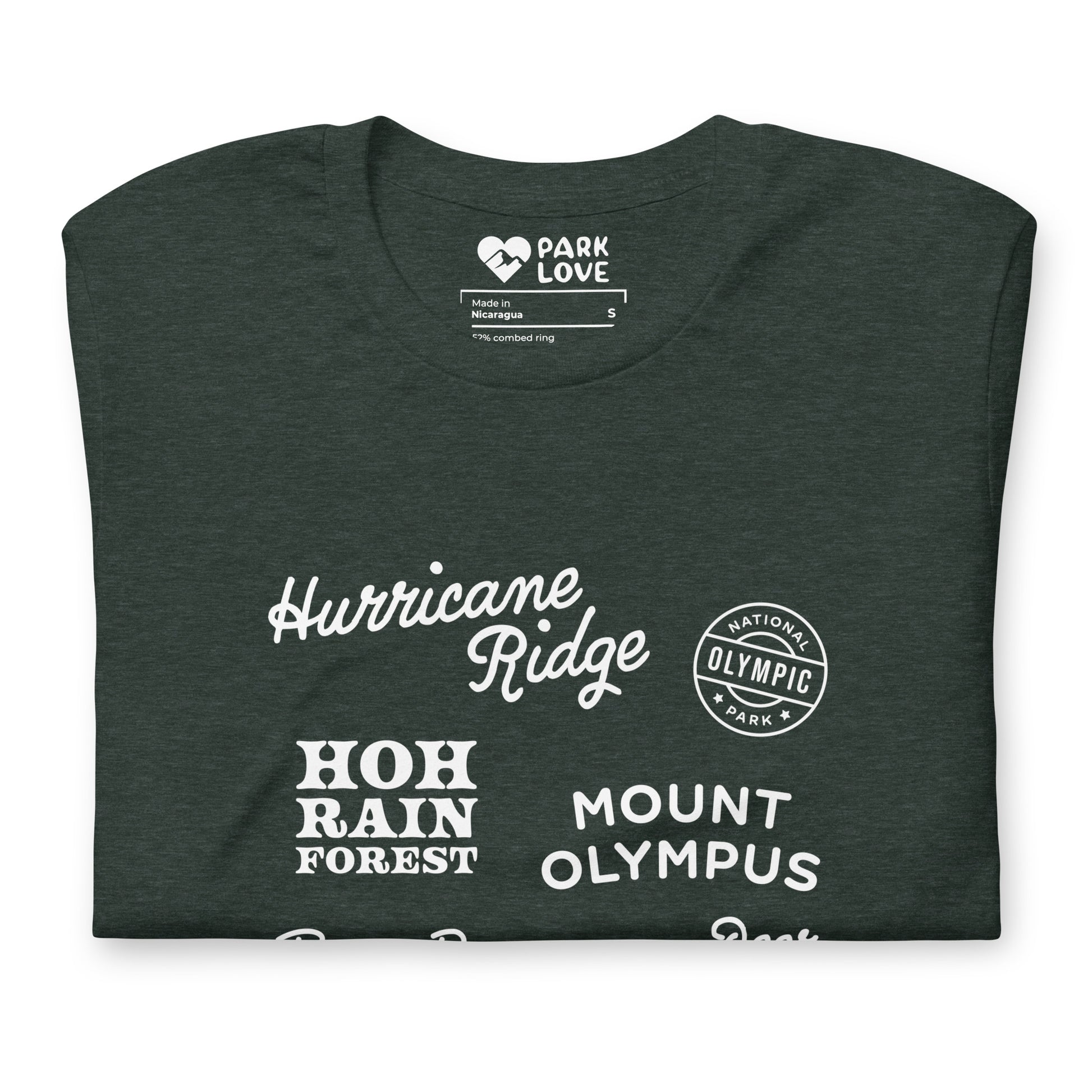 Olympic National Park Destinations Tee Shirt Green Folded