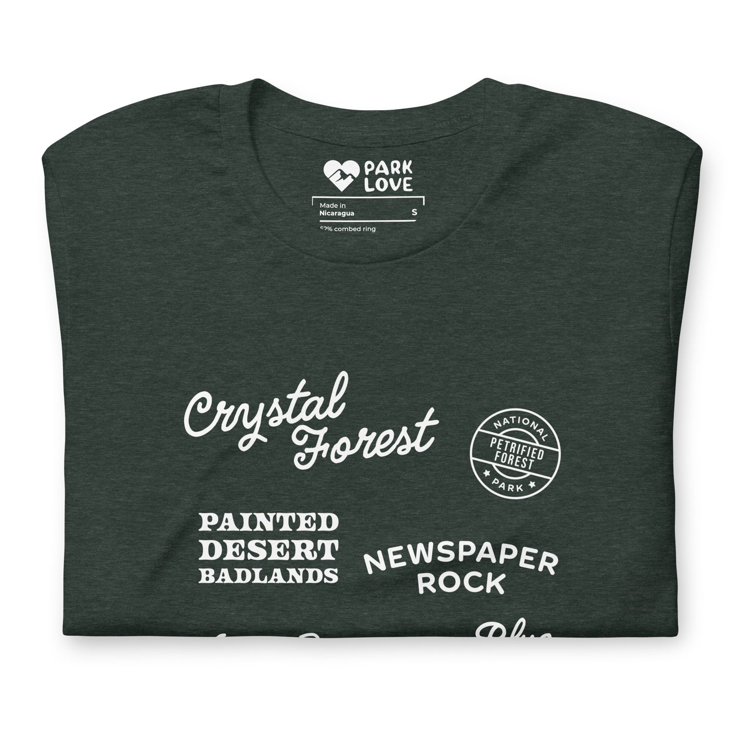 Petrified Forest National Park Destinations Tee Shirt Green Folded