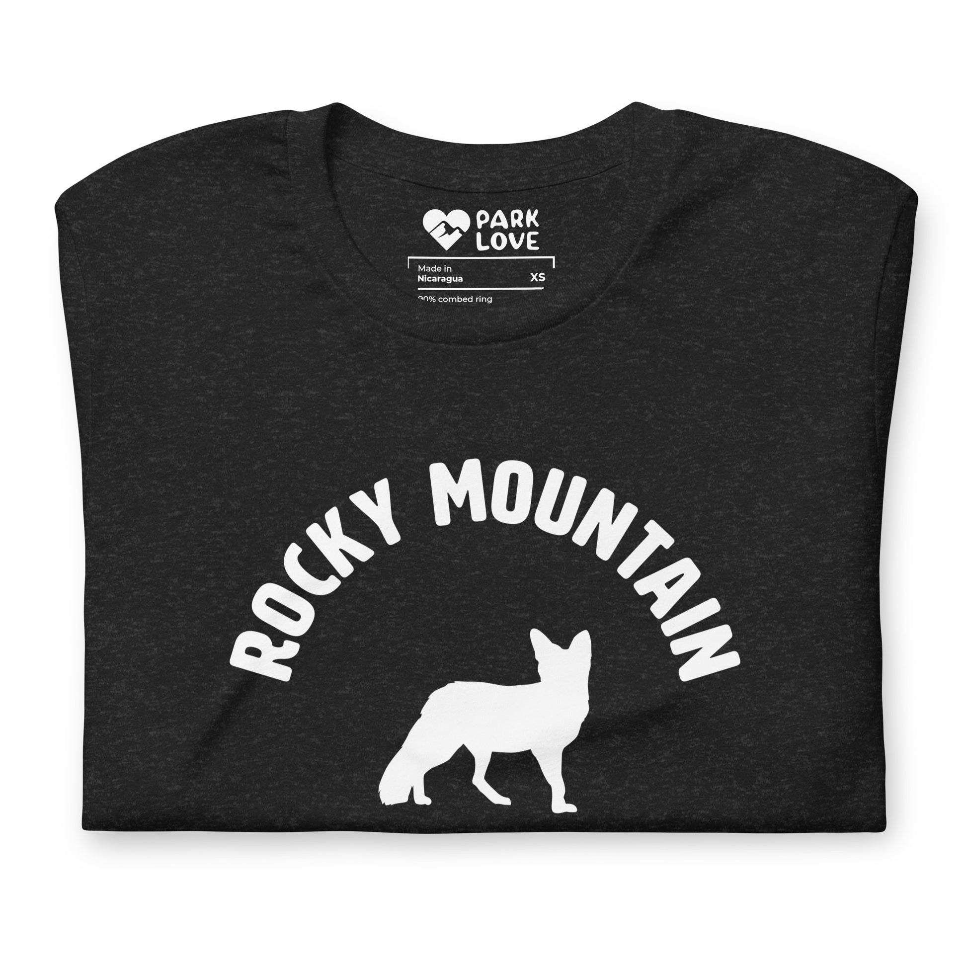 Rocky Mountain National Park Mascot Tee Shirt Black Folded