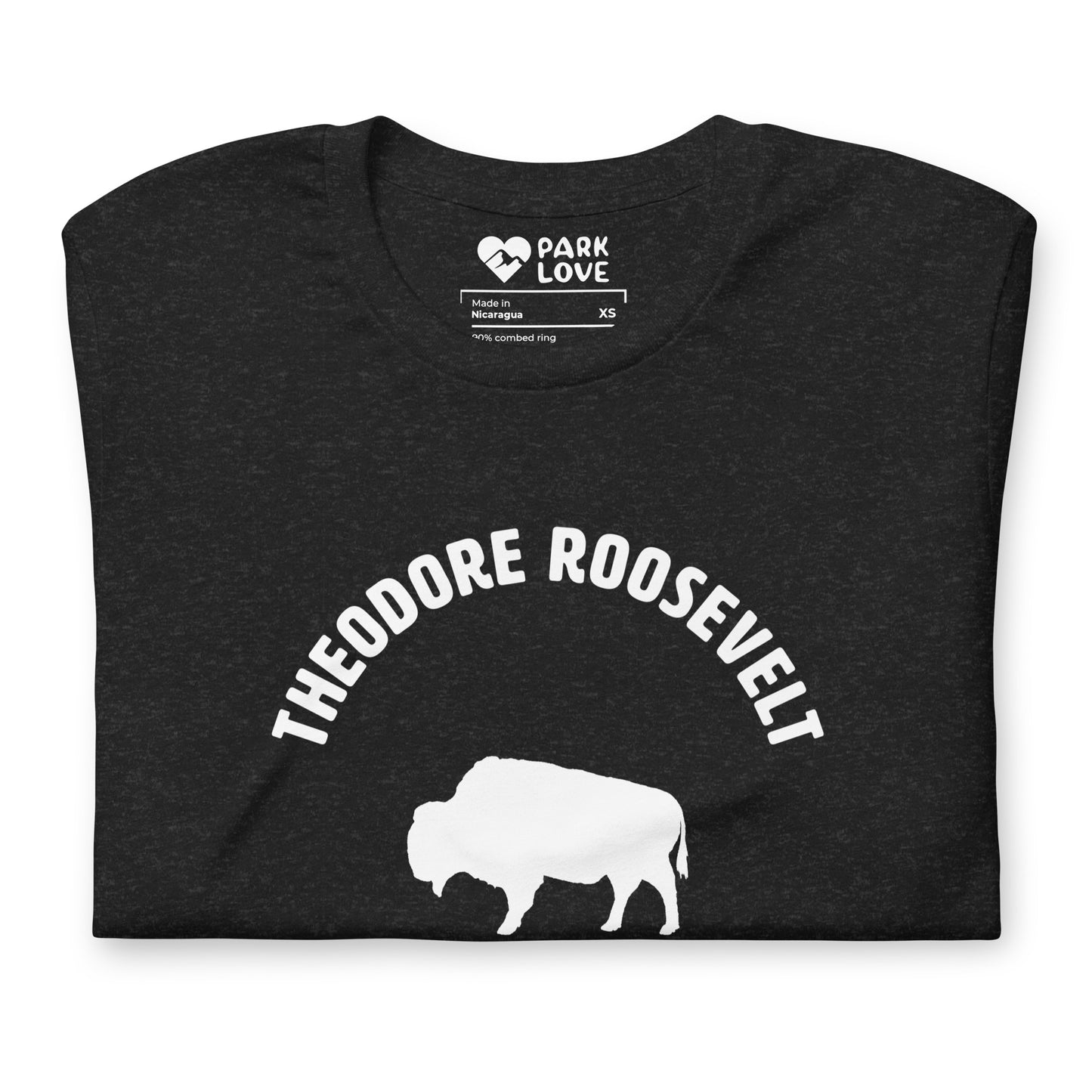 Theodore Roosevelt National Park Mascot Tee Shirt Black Folded