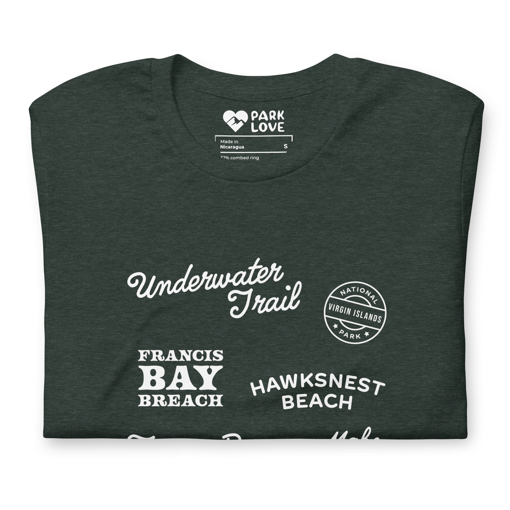 Virgin Islands National Park Destinations Tee Shirt Green Folded