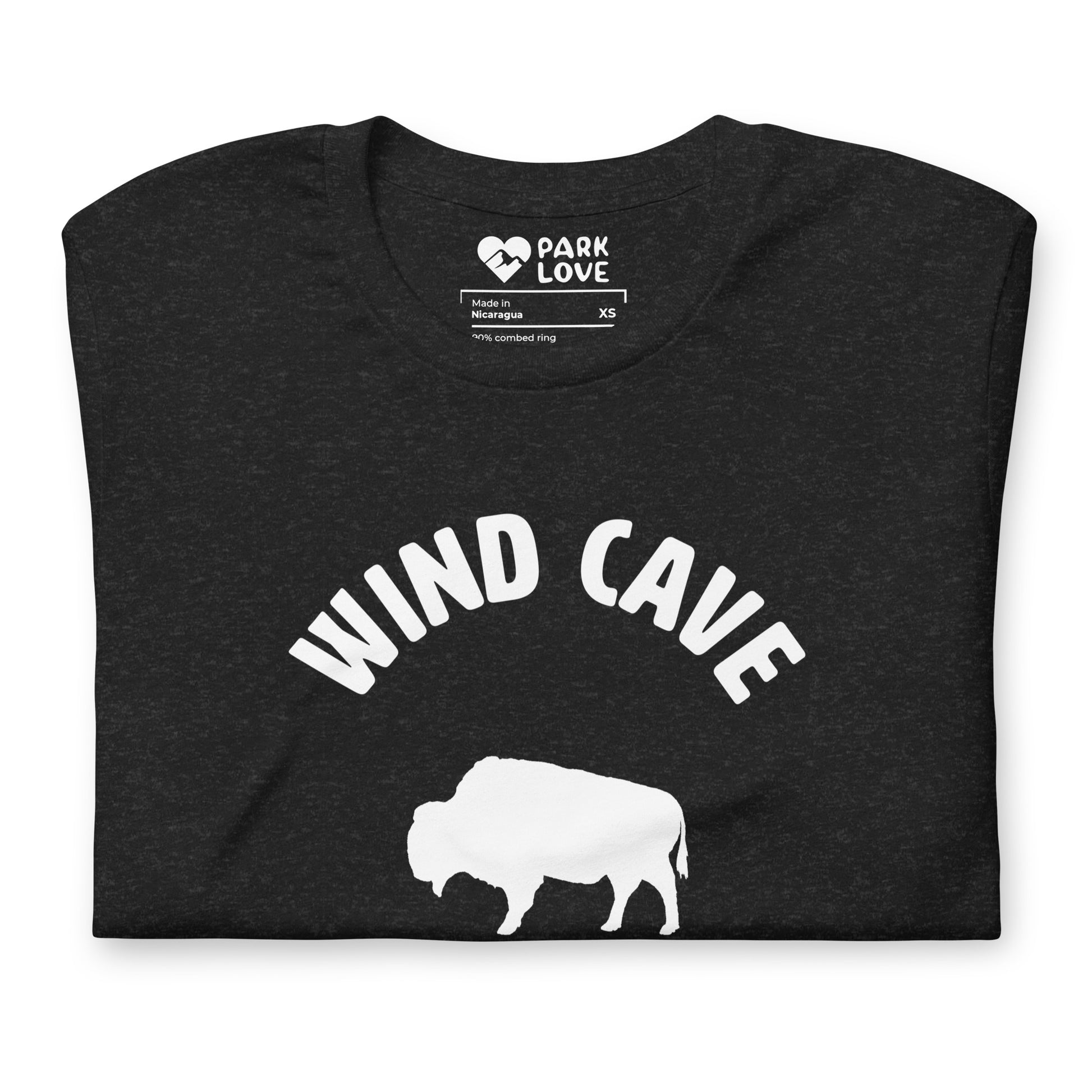 Wind Cave National Park Mascot Tee Shirt Black Folded