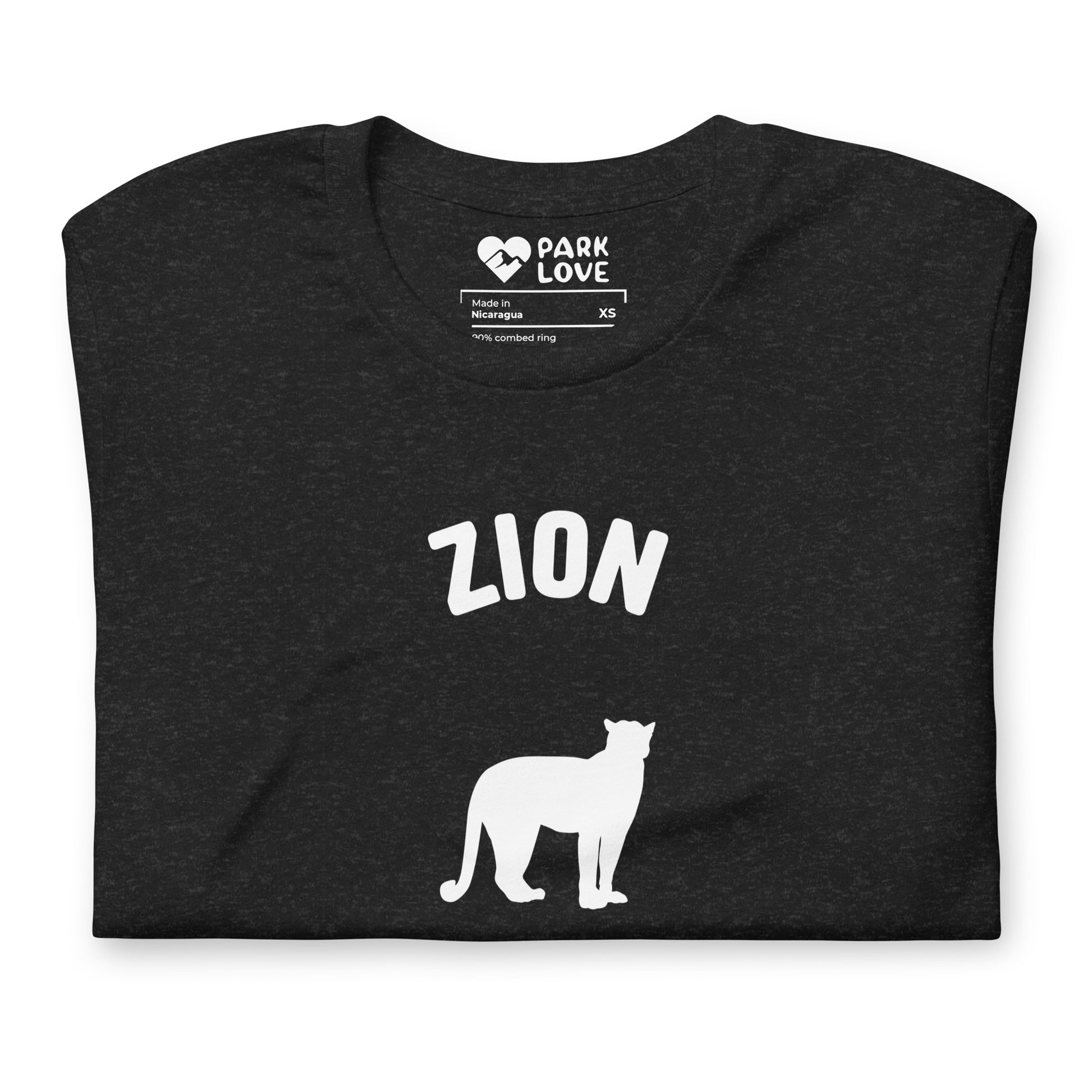 Zion National Park Mascot Tee Shirt Black Folded